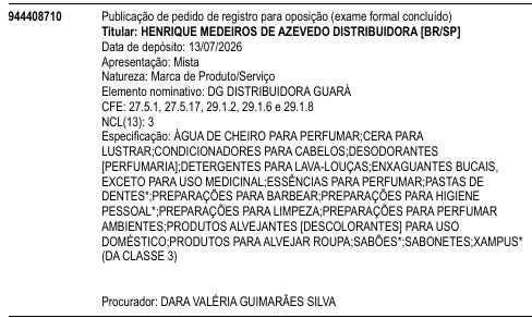 DG DISTRIBUIDORA GUARÁ