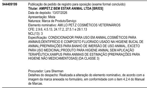 AMI.LO PET.Z COSMÉTICOS VETERINÁRIOS