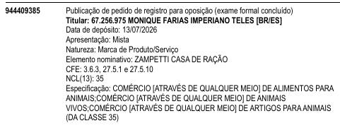 ZAMPETTI CASA DE RAÇÃO