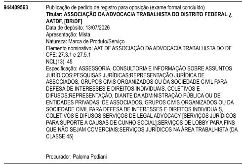 AAT DF ASSOCIAÇÃO DA ADVOCACIA TRABALHISTA DO DF