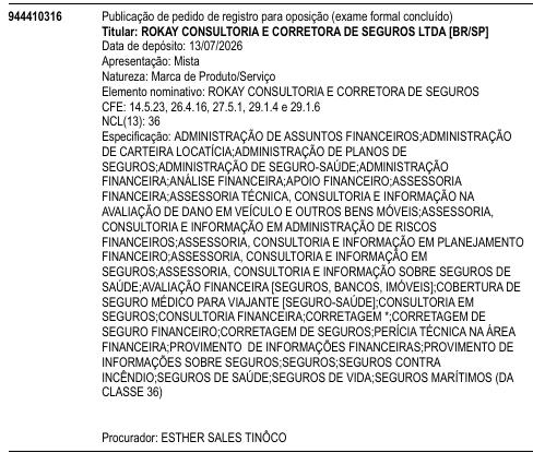 ROKAY CONSULTORIA E CORRETORA DE SEGUROS
