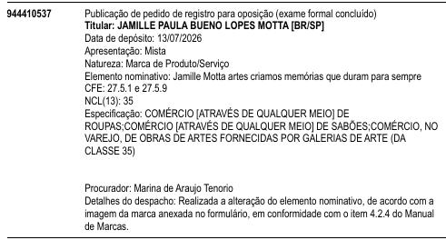 Jamille Motta artes criamos memórias que duram para sempre