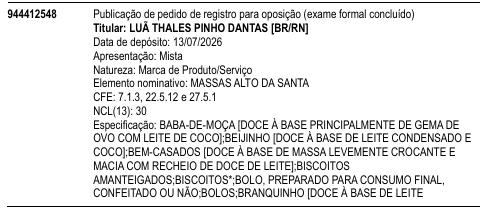 MASSAS ALTO DA SANTA