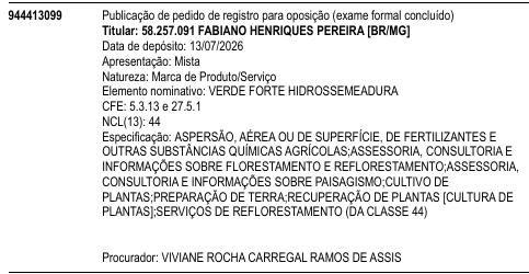 VERDE FORTE HIDROSSEMEADURA
