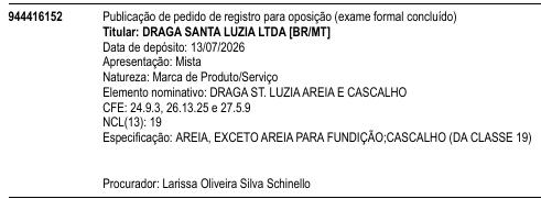 DRAGA ST. LUZIA AREIA E CASCALHO