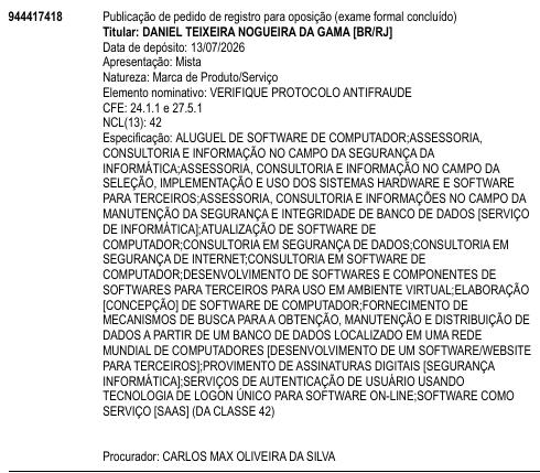VERIFIQUE PROTOCOLO ANTIFRAUDE
