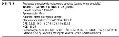ÓTICA PRATA CHIQUE