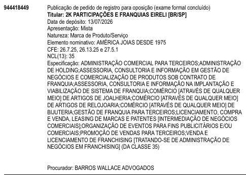 AMÉRICA JOIAS DESDE 1975