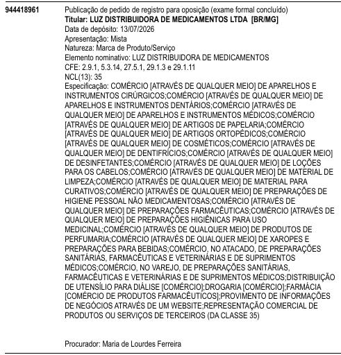 LUZ DISTRIBUIDORA DE MEDICAMENTOS