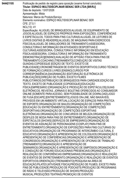 ESPAÇO MULTIDISCIPLINAR BENAC SER