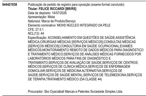 MOHS NÚCLEO INTEGRADO DA PELE
