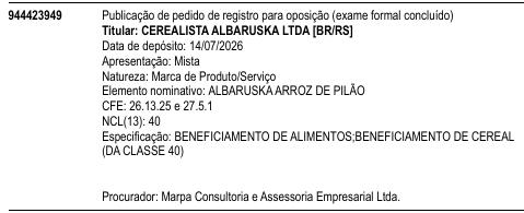 ALBARUSKA ARROZ DE PILÃO