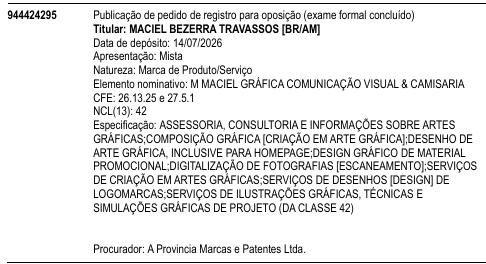 M MACIEL GRÁFICA COMUNICAÇÃO VISUAL & CAMISARIA