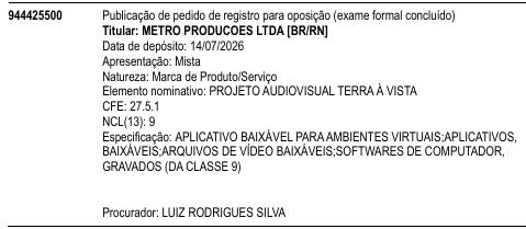 PROJETO AUDIOVISUAL TERRA À VISTA
