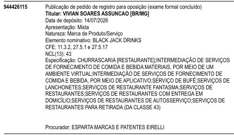 BLACK JACK DRINKS
