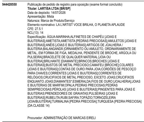 LA L'ARTIST VOCE BRILHA, O PLANETA APLAUDE