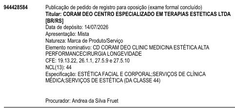 CD CORAM DEO CLINIC MEDICINA ESTÉTICA ALTA PERFORMANCECIRURGIA LONGEVIDADE