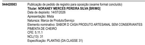 SABOR D CASA PRODUTO ARTESANAL SEM CONSERVANTES PIMENTA DE CHEIRO