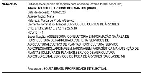 Manoel SERVIÇOS DE CORTES DE ÁRVORES