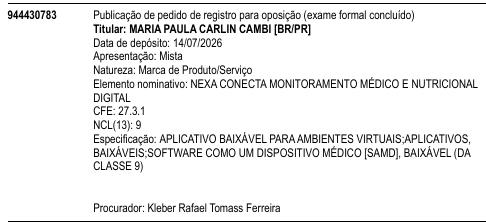NEXA CONECTA MONITORAMENTO MÉDICO E NUTRICIONAL DIGITAL