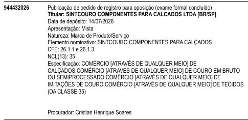 SINTCOURO COMPONENTES PARA CALÇADOS