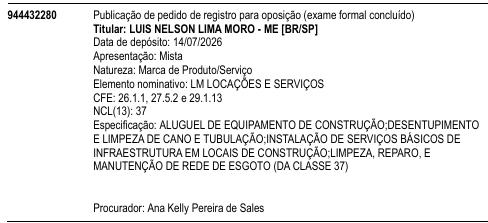 LM LOCAÇÕES E SERVIÇOS