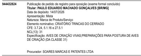 CRIATÓRIO TRINCAS DO CERRADO
