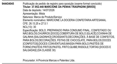 MARCIONE LA DOCERIA CONFEITARIA ARTESANAL