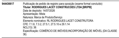 RL RODRIGUES LACET CONSTRUTORA