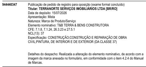 T&B TERRA & BENS CONSTRUTORA