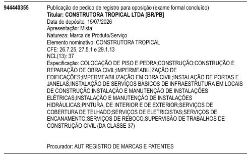 CONSTRUTORA TROPICAL