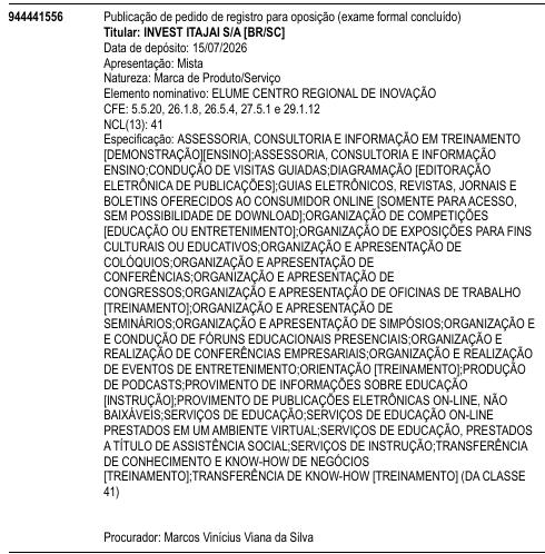 ELUME CENTRO REGIONAL DE INOVAÇÃO