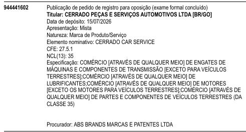 CERRADO CAR SERVICE