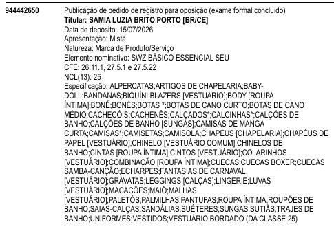 SWZ BÁSICO ESSENCIAL SEU