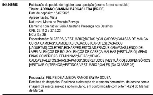 Vero Alfaiataria Presença nos Detalhes