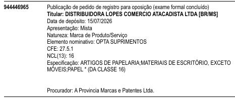 OPTA SUPRIMENTOS