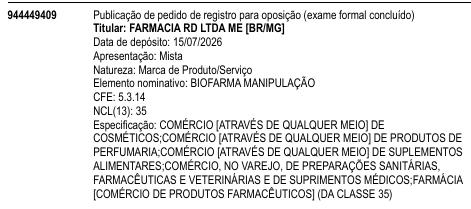 BIOFARMA MANIPULAÇÃO