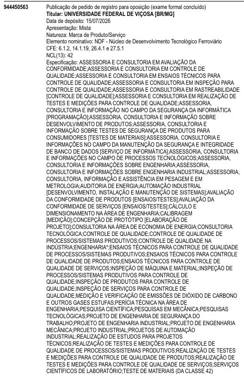 NDF - Núcleo de Desenvolvimento Tecnológico Ferroviário
