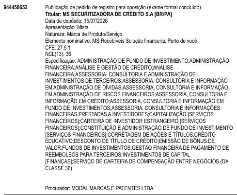 MS Recebíveis Solução financeira. Perto de você