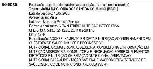 VITA NUTRIBIO NUTRIÇÃO INTEGRATIVA