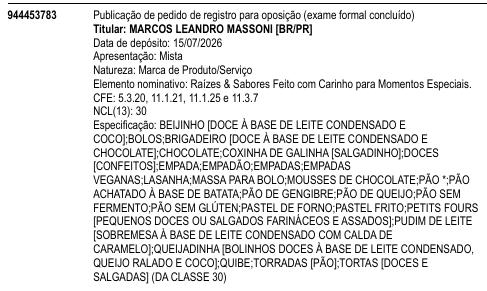 Raízes & Sabores Feito com Carinho para Momentos Especiais.
