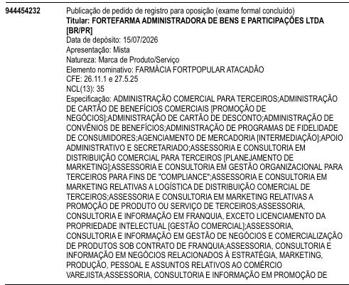FARMÁCIA FORTPOPULAR ATACADÃO