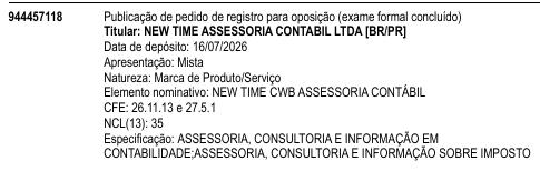 NEW TIME CWB ASSESSORIA CONTÁBIL