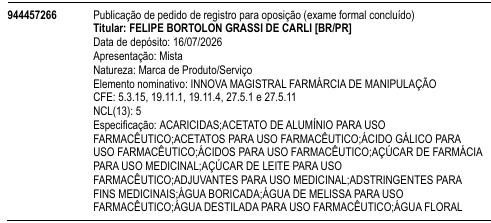 INNOVA MAGISTRAL FARMÁRCIA DE MANIPULAÇÃO