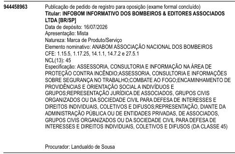 ANABOM ASSOCIAÇÃO NACIONAL DOS BOMBEIROS