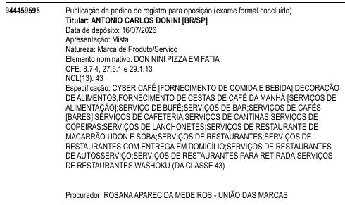 DON NINI PIZZA EM FATIA