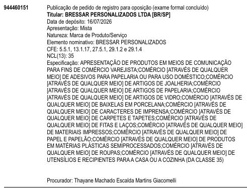 BRESSAR PERSONALIZADOS