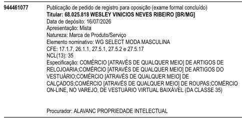 WG SELECT MODA MASCULINA