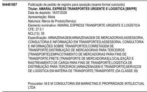 AMARAL EXPRESS TRANSPORTE URGENTE E LOGÍSTICA