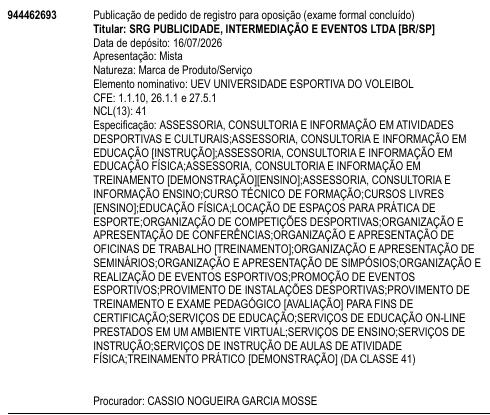 UEV UNIVERSIDADE ESPORTIVA DO VOLEIBOL
